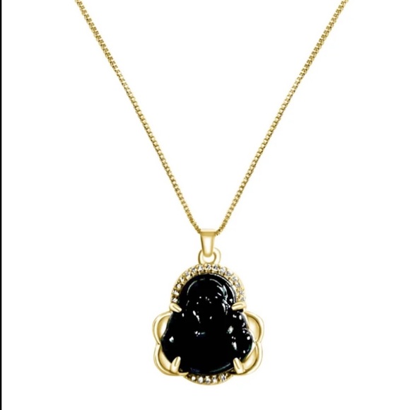 Gold and Black Buddha Pendant Necklace - Picture 9 of 9